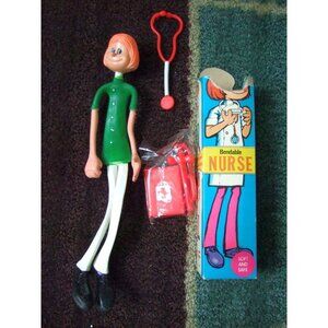 1970'S HONG KONG 9" BENDY BENDABLE NURSE SEALED CONTENTS BOXED FIGURE - RARE MIB